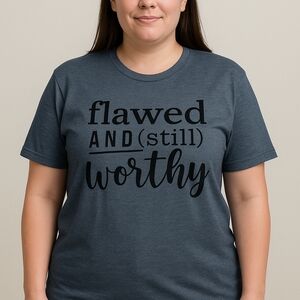 Gildan Size XL Tee Shirt "Flawed" Heathered Navy